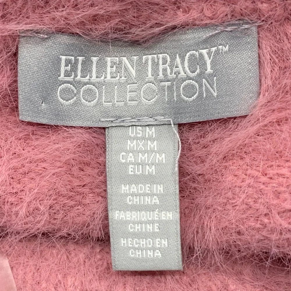Ellen Tracy Long Sleeve Fuzzy Knit Pullover Sweater Dusty Rose Pink Cozy Soft M‎